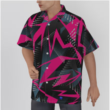 Load image into Gallery viewer, Static purple arrows Print Men&#39;s Hawaiian Shirt With Button Closure.(SPI)