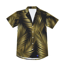 Load image into Gallery viewer, Gold Palm leaf Print Men&#39;s Deep V-neck Short Sleeve T-shirt. (SPI)