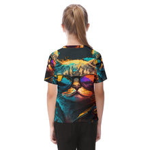 Load image into Gallery viewer, Shades Cat Print Kid&#39;s Raglan Sleeve T-shirt