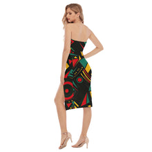 Load image into Gallery viewer, Geometric BHM Print Women&#39;s Side Split Tube Top Dress. (SPI)