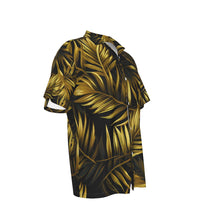 Load image into Gallery viewer, Gold N Palm leaves Print Men&#39;s Hawaiian Shirt With Pocket. (SPI)