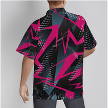 Load image into Gallery viewer, Static purple arrows Print Men&#39;s Hawaiian Shirt With Button Closure.(SPI)