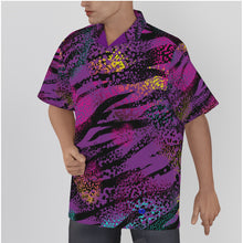 Load image into Gallery viewer, Purple zebra art Men&#39;s Hawaiian Shirt With Button Closure. (SPI)