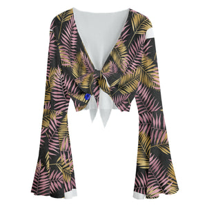 Pink n gold floral leaf Print Women's Blouse. (SPI)