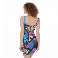 Load image into Gallery viewer, Graffiti art Z striped star Print Women&#39;s Bodycon Dress. (SPI)