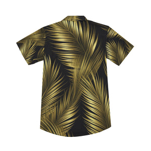 Gold Palm leaf Print Men's Deep V-neck Short Sleeve T-shirt. (SPI)