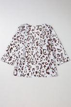 Load image into Gallery viewer, Khaki Leopard Print Ruched V Neck 3/4 Sleeve Blouse. (SPI)