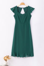 Load image into Gallery viewer, Sea Green Shirred Open Back Sweetheart Neck Ruffled Midi Dress. (SPI)