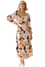 Load image into Gallery viewer, Tie Waist Puff Sleeve Bold Floral Maxi Dress. (SPI)