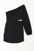 Load image into Gallery viewer, Black  Asymmetric One Shoulder Cutout Bodycon Dress. (SPI)