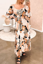 Load image into Gallery viewer, Tie Waist Puff Sleeve Bold Floral Maxi Dress. (SPI)