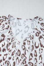 Load image into Gallery viewer, Khaki Leopard Print Ruched V Neck 3/4 Sleeve Blouse. (SPI)