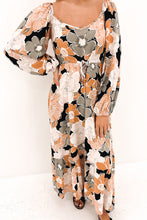 Load image into Gallery viewer, Tie Waist Puff Sleeve Bold Floral Maxi Dress. (SPI)