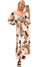 Load image into Gallery viewer, Tie Waist Puff Sleeve Bold Floral Maxi Dress. (SPI)