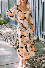 Load image into Gallery viewer, Tie Waist Puff Sleeve Bold Floral Maxi Dress. (SPI)