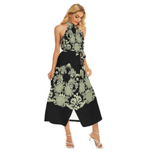 Load image into Gallery viewer, Floral nursery print Women&#39;s Wrap Hem Belted Halter Dress. (SPI)