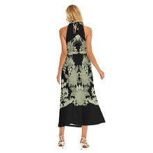 Load image into Gallery viewer, Floral nursery print Women&#39;s Wrap Hem Belted Halter Dress. (SPI)