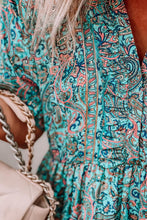 Load image into Gallery viewer, Sky Blue Paisley Print Boho Holiday Ruffle Tiered Maxi Dress. (SPI)