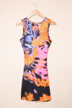 Load image into Gallery viewer, Multicolor Tie-dye Print Hollow Out Twist Bodycon Mini Dress. (SPI)