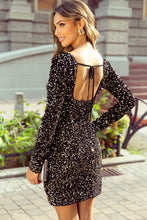 Load image into Gallery viewer, Chestnut Sequin Crew Neck Long Sleeve Bodycon Dress. (SPI)