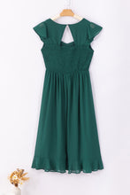 Load image into Gallery viewer, Sea Green Shirred Open Back Sweetheart Neck Ruffled Midi Dress. (SPI)