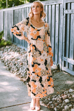 Load image into Gallery viewer, Tie Waist Puff Sleeve Bold Floral Maxi Dress. (SPI)