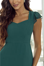 Load image into Gallery viewer, Sea Green Shirred Open Back Sweetheart Neck Ruffled Midi Dress. (SPI)