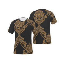 Load image into Gallery viewer, Gold Damask D Print Men&#39;s O-Neck T-Shirt. (SPI)