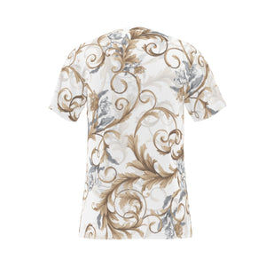 Gold Vines Print Men's O-Neck T-Shirt. (SPI)