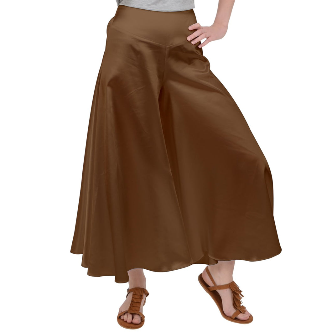 Dark Brown PPM Satin Palazzo Pants