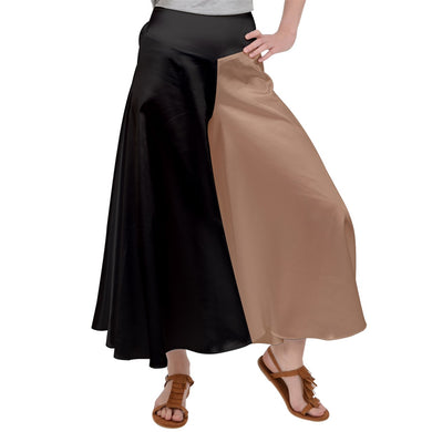 Black and Lt Brown Satin Palazzo Pants