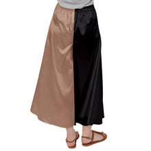 Load image into Gallery viewer, Black and Lt Brown Satin Palazzo Pants