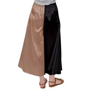 Black and Lt Brown Satin Palazzo Pants