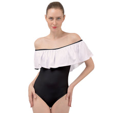 Load image into Gallery viewer, PPM  Off Shoulder Velour Bodysuit (Black and White)