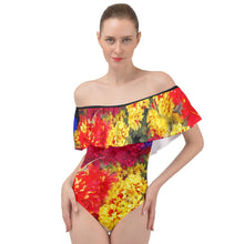 Load image into Gallery viewer, Arranged flowers  Off Shoulder Velour Bodysuit