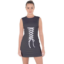 Load image into Gallery viewer, Lace Up Front Bodycon Dress (Gray)