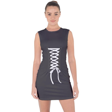 Lace Up Front Bodycon Dress (Gray)