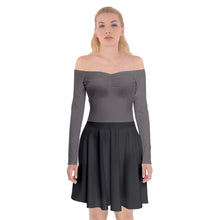 Load image into Gallery viewer, Off Shoulder Skater Dress (Gray and black)