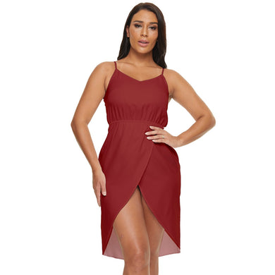 Burgundy Tulip Hem Mini Chiffon Dress