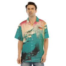 Load image into Gallery viewer, Blue art ocean wave Print Men&#39;s Hawaiian Shirt With Button Closure. (SPI)