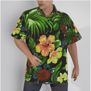 Hibiscus - orchard floral print Men's Hawaiian Shirt With Button Closure (SPI)