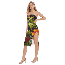 Load image into Gallery viewer, Hibiscus bed Print Women&#39;s Side Split Tube Top Dress