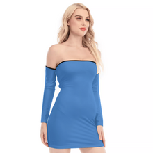 Load image into Gallery viewer, BLUE Women&#39;s Off-shoulder Back Lace-up Dress