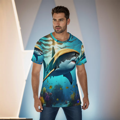 Shark swimming  Print Men's O-Neck T-Shirt. (SPI)