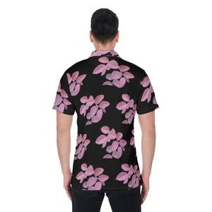 Purple Leaves  Print Men's Polo Shirt. (SPI)