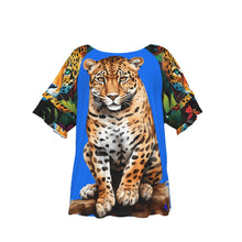 Load image into Gallery viewer, &quot; Jaguar perched&quot; Women&#39;s Round Neck Raglan Sleeve T-shirt. (SPI)