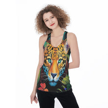 Load image into Gallery viewer, Jaguar stalking from floral jungle All-Over Print Women&#39;s Racerback Tank Top. (SPI)