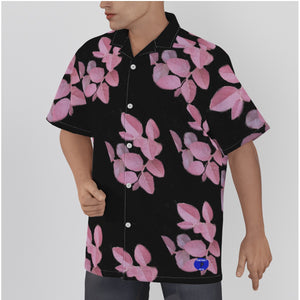 Purple Leaves All-Over Print Men's Hawaiian Shirt With Button Closure. (SPI)