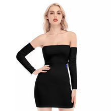 Load image into Gallery viewer, Black  Women&#39;s Off-shoulder Back Lace-up Dress