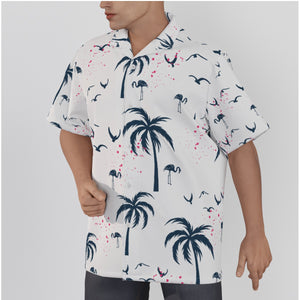 P Tree n Flamingo All-Over Print Men's Hawaiian Shirt With Button Closure. (SPI)